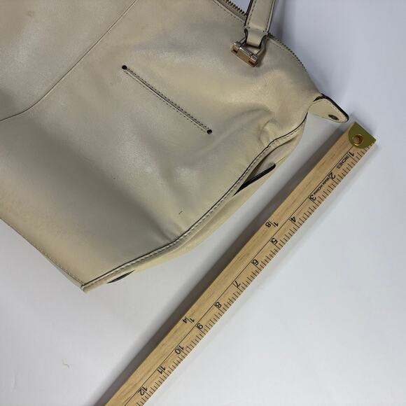 COACH SMYTHE SATCHEL 32405 Natural Beige Leather Handbag Bag 2 Handles - Picture 14 of 16